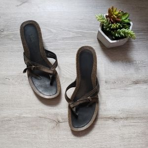 TEVA leather mini wedge flip flop thong sandals